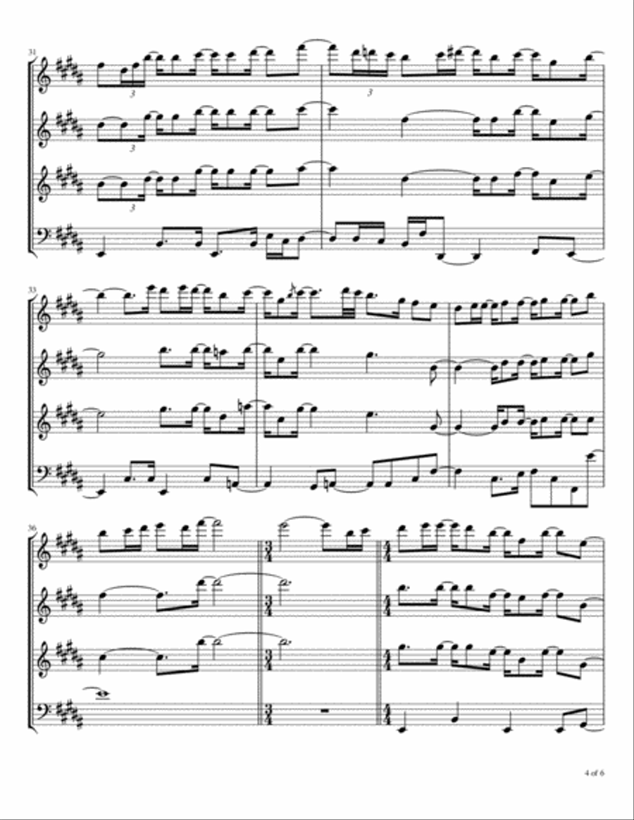 Lo, How A Rose E'er Blooming Woodwind Quartet scores gallery preview page 5
