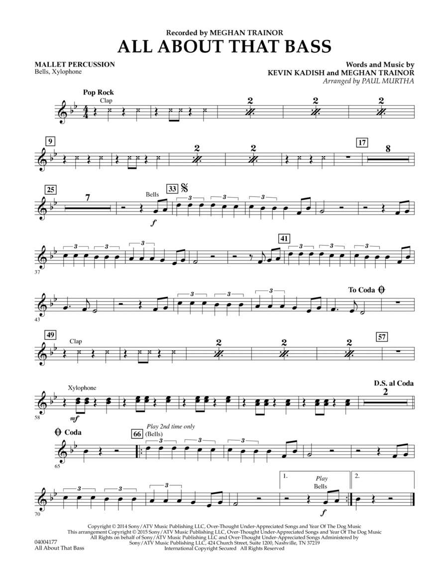 All About That Bass - Mallet Percussion Concert Band scores gallery preview page 1