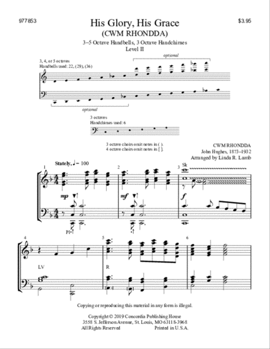 His Glory, His Grace (Cwm Rhondda) Handbell Choir scores gallery preview page 2