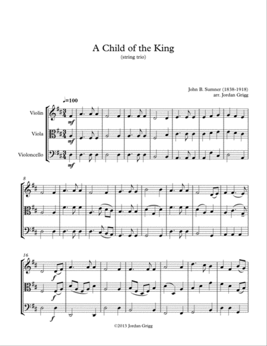 A Child of the King (string trio) A Child of the King (string trio) String Trio scores gallery preview page 1