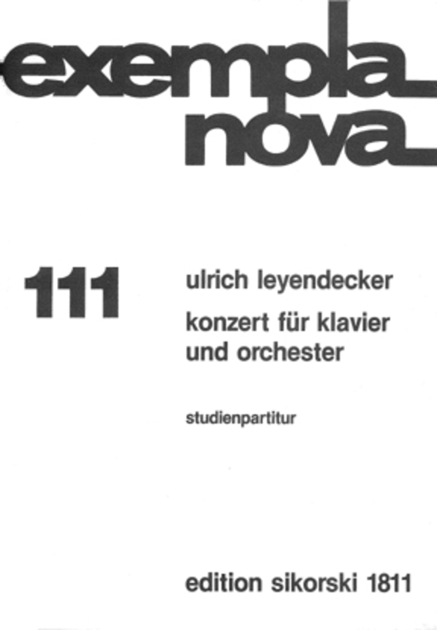 Concerto For Piano And . Orchestra Study Score