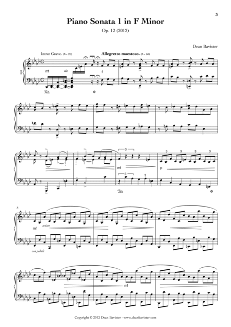Piano Sonata 1 in F Minor (Opus 12) Piano Solo scores gallery preview page 3