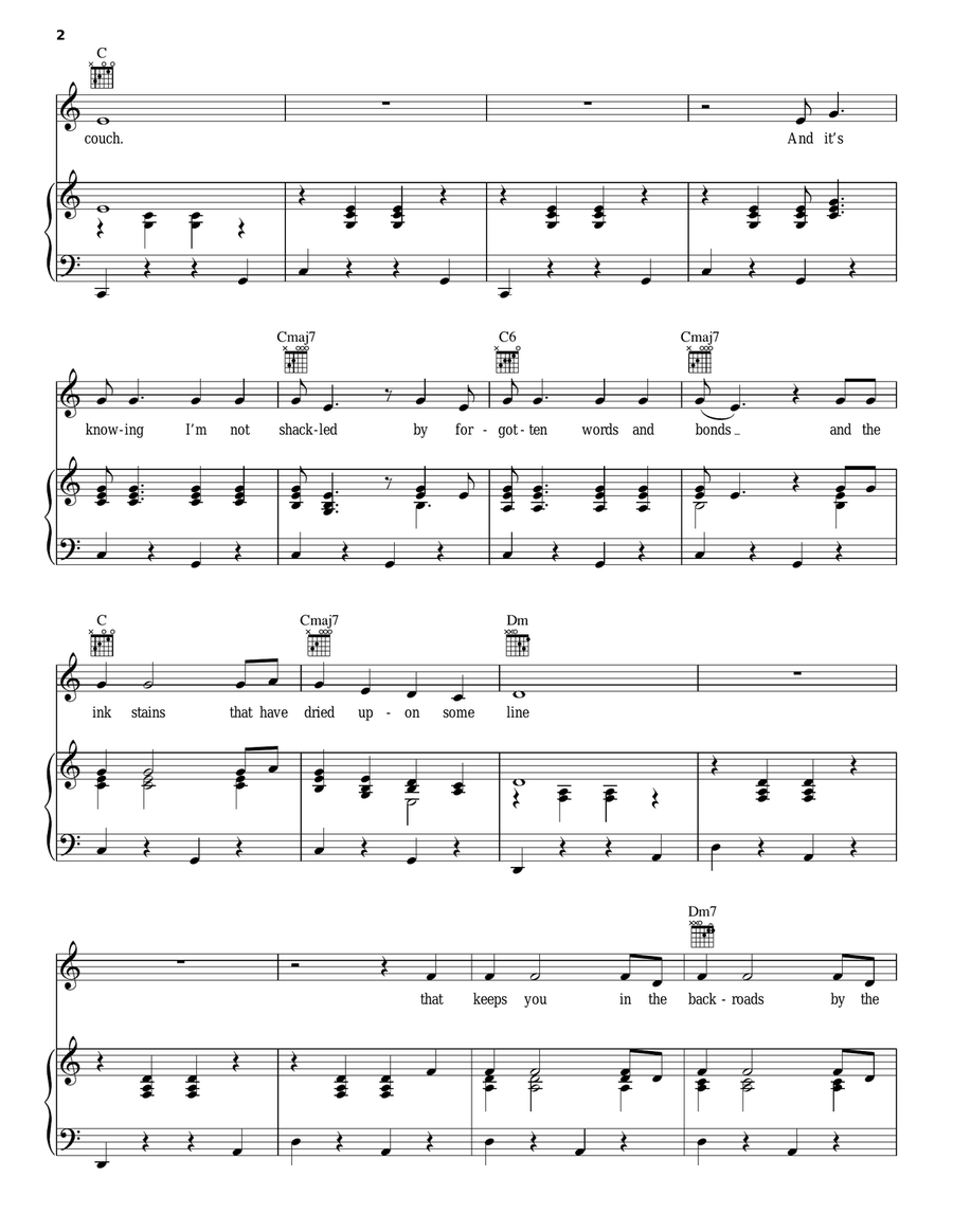 Gentle On My Mind Piano, Vocal, Guitar scores gallery preview page 2