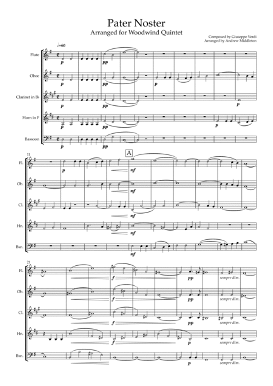 Pater Noster arranged for Wind Quintet Woodwind Quintet scores gallery preview page 3
