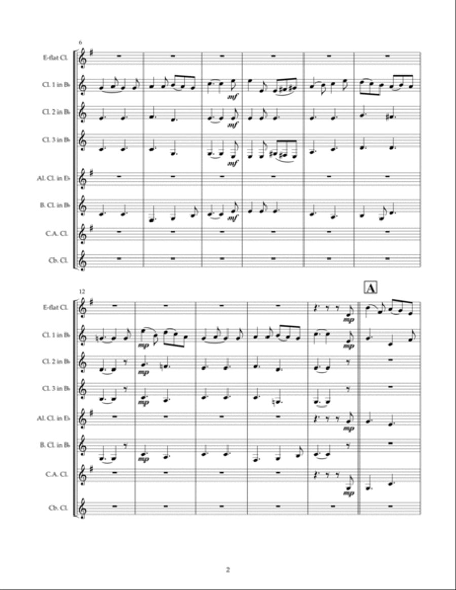 It Came Upon The Midnight Clear, for Clarinet Choir Clarinet Choir scores gallery preview page 2