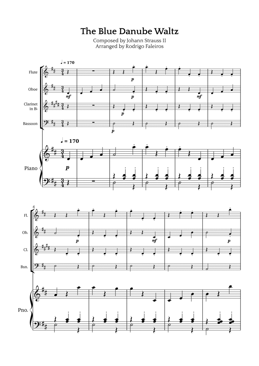 The Blue Danube Waltz Chamber Music scores gallery preview page 1