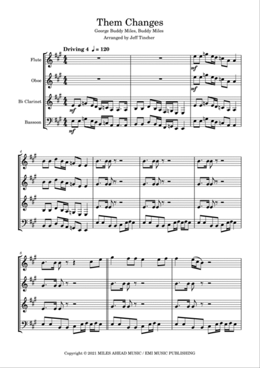 Them Changes Woodwind Quartet scores gallery preview page 2