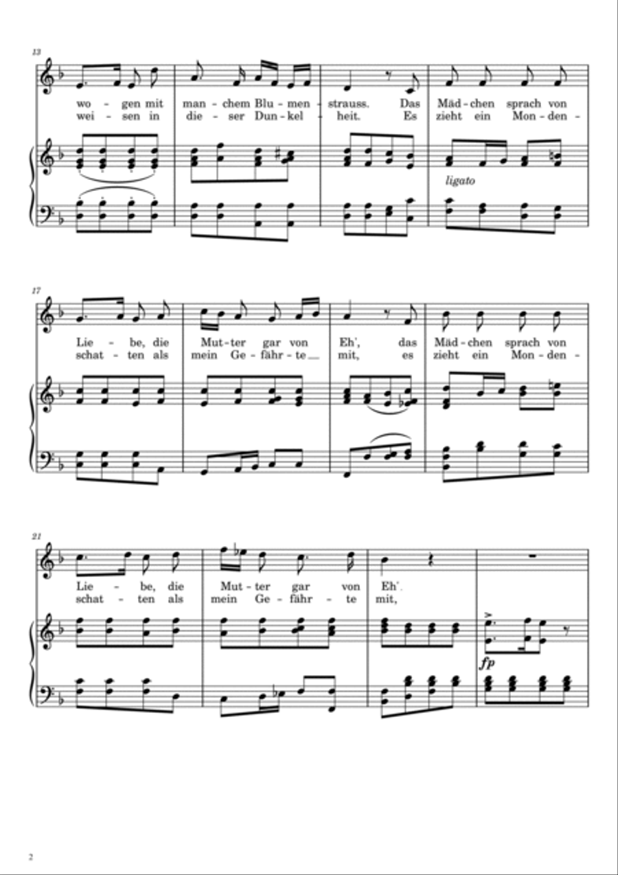 Schubert - Winterreise, D.911 - 1. Gute Nacht - For Piano and Voice With Lyrics Original Voice scores gallery preview page 2