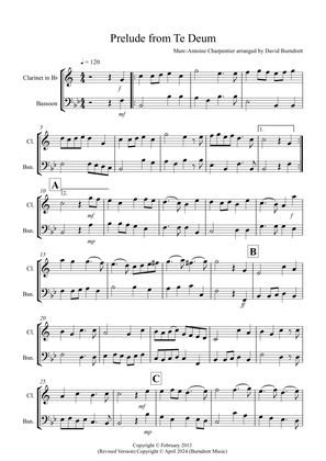 Prelude from Te Deum for Clarinet and Bassoon Duet