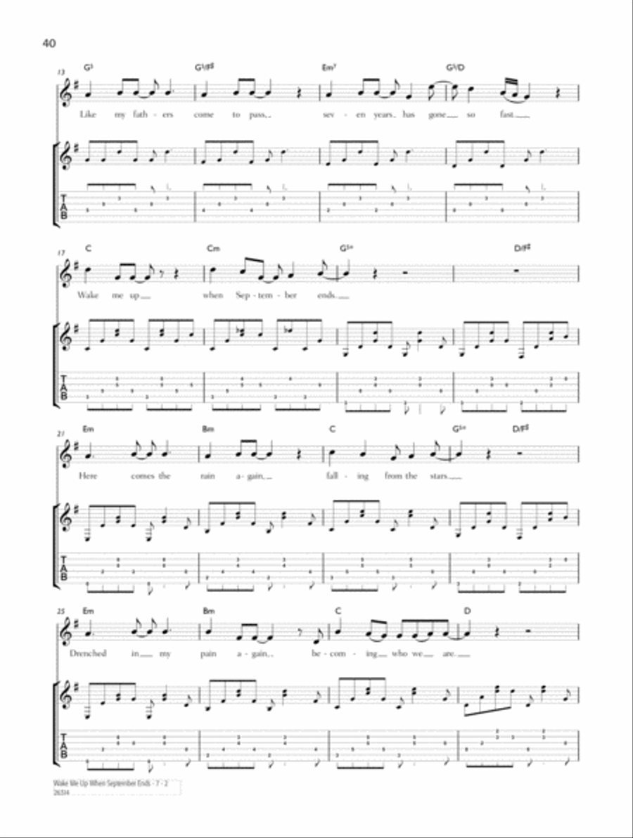 Wake Me Up When September Ends Electric Guitar scores gallery preview page 2