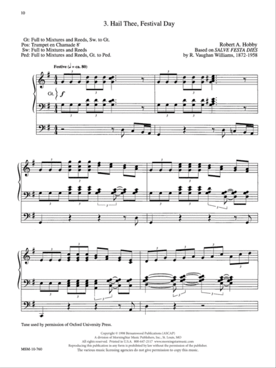 Hail Thee, Festival Day Organ scores gallery preview page 1