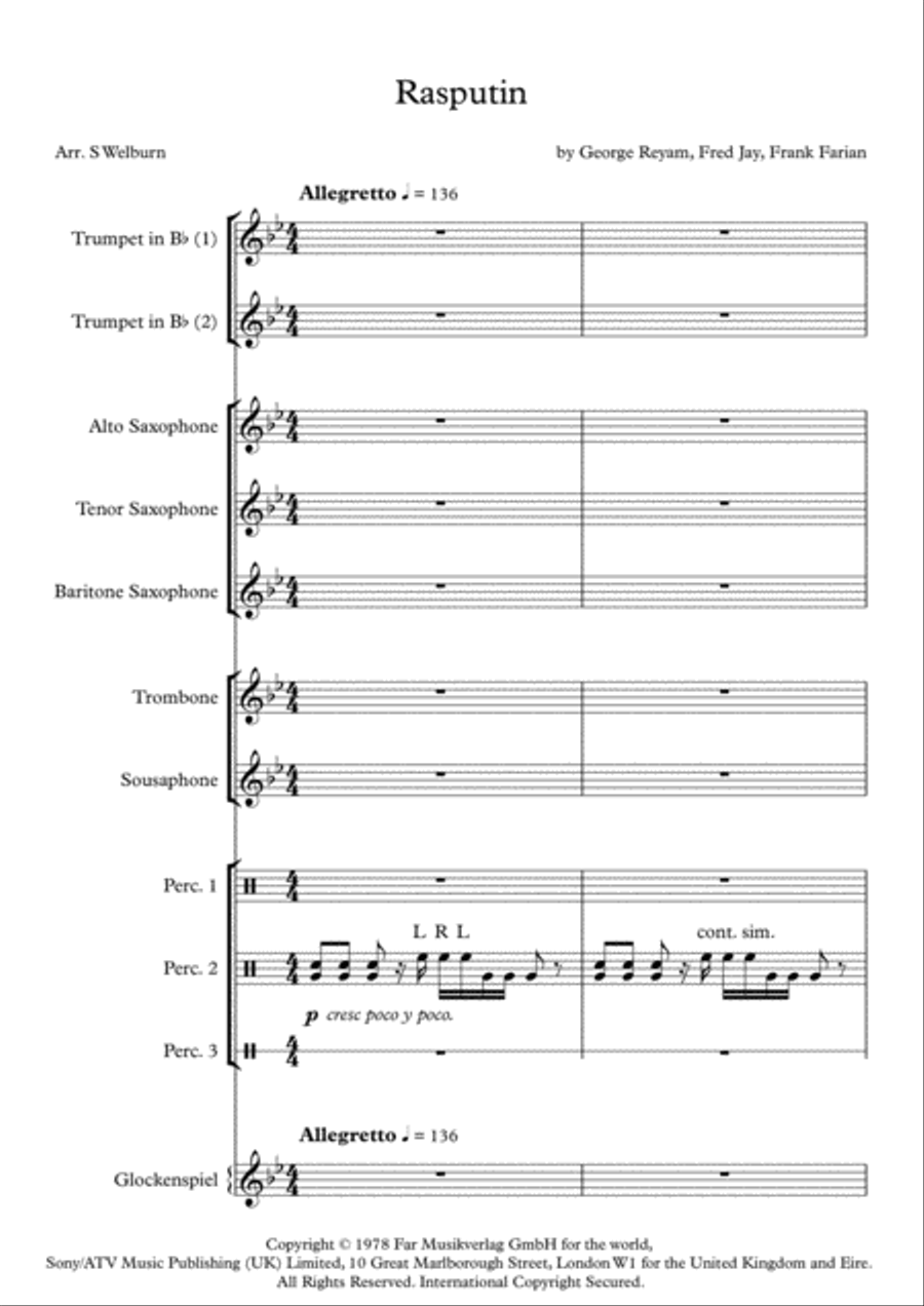 Rasputin Percussion Ensemble scores gallery preview page 1