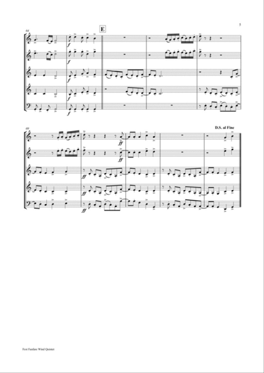 Fest Fanfare (Wind Quintet) Woodwind Quintet scores gallery preview page 5