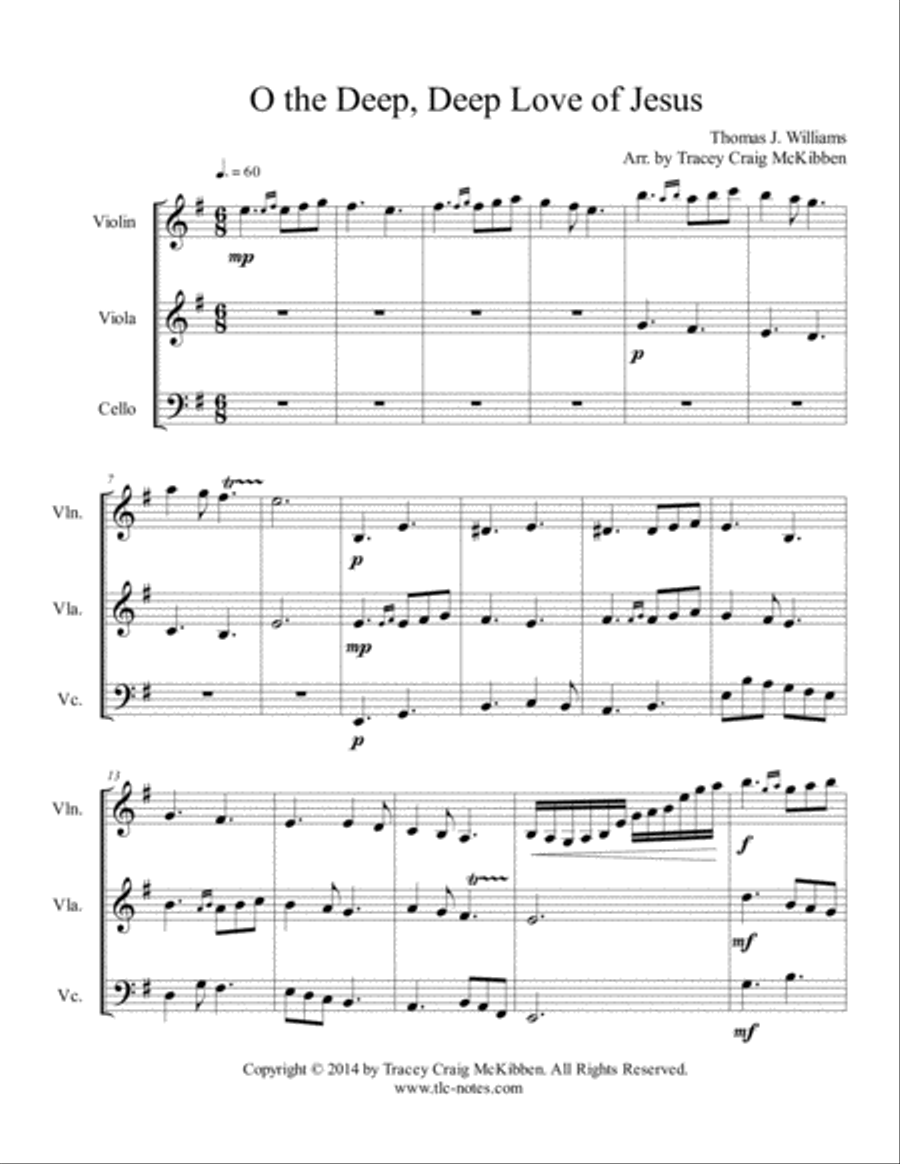 Oh the Deep, Deep Love of Jesus for String Trio String Trio scores gallery preview page 2