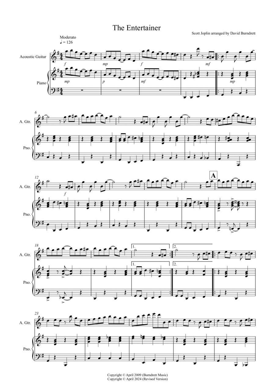 The Entertainer for Guitar and Piano Guitar Solo scores gallery preview page 1