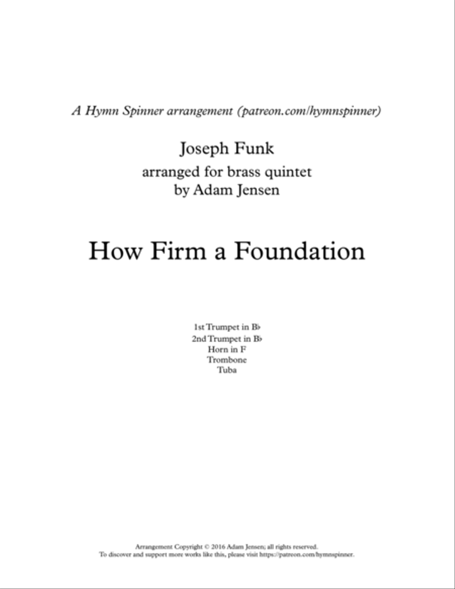 How Firm a Foundation Brass Ensemble scores gallery preview page 1