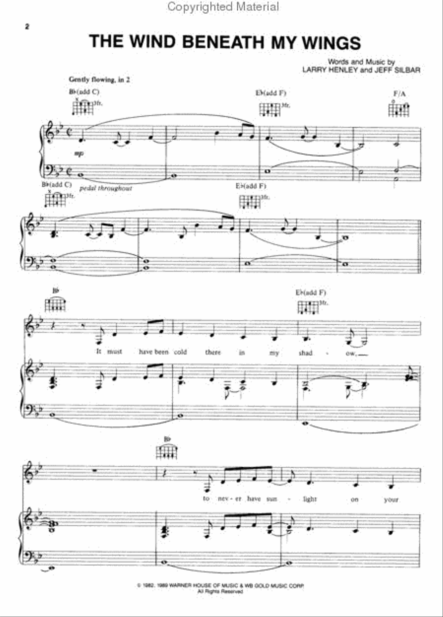 The Wind Beneath My Wings (from Beaches) Piano, Vocal, Guitar scores gallery preview page 2