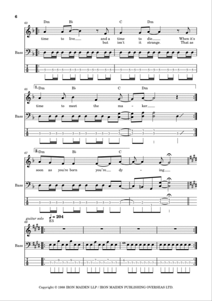 The Clairvoyant The Clairvoyant Bass Guitar scores gallery preview page 6