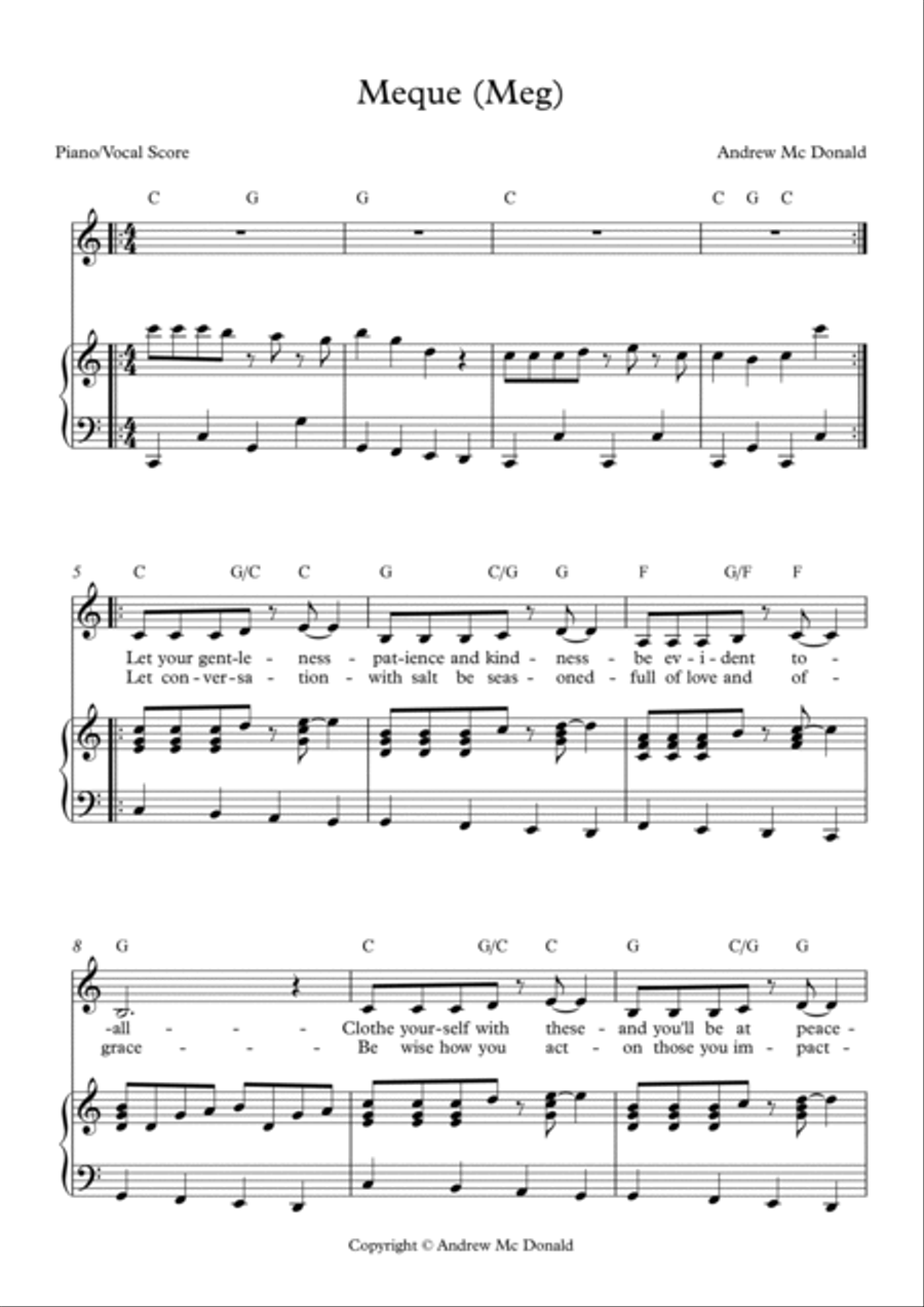 Meque (Meg) Piano, Vocal, Guitar scores gallery preview page 2