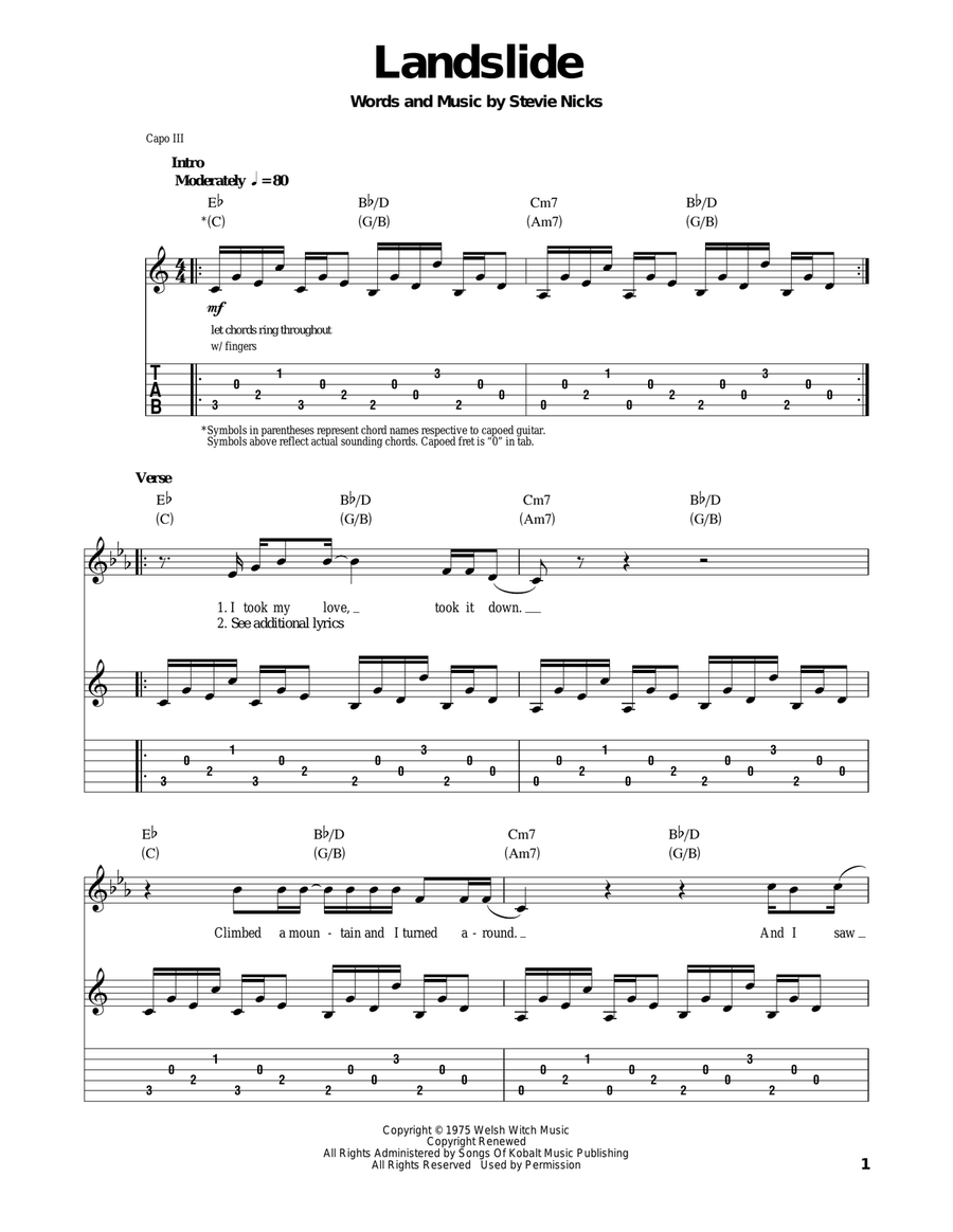Landslide Acoustic Guitar scores gallery preview page 1