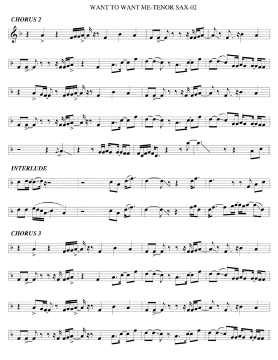 Want To Want Me Want To Want Me Tenor Saxophone scores gallery preview page 2