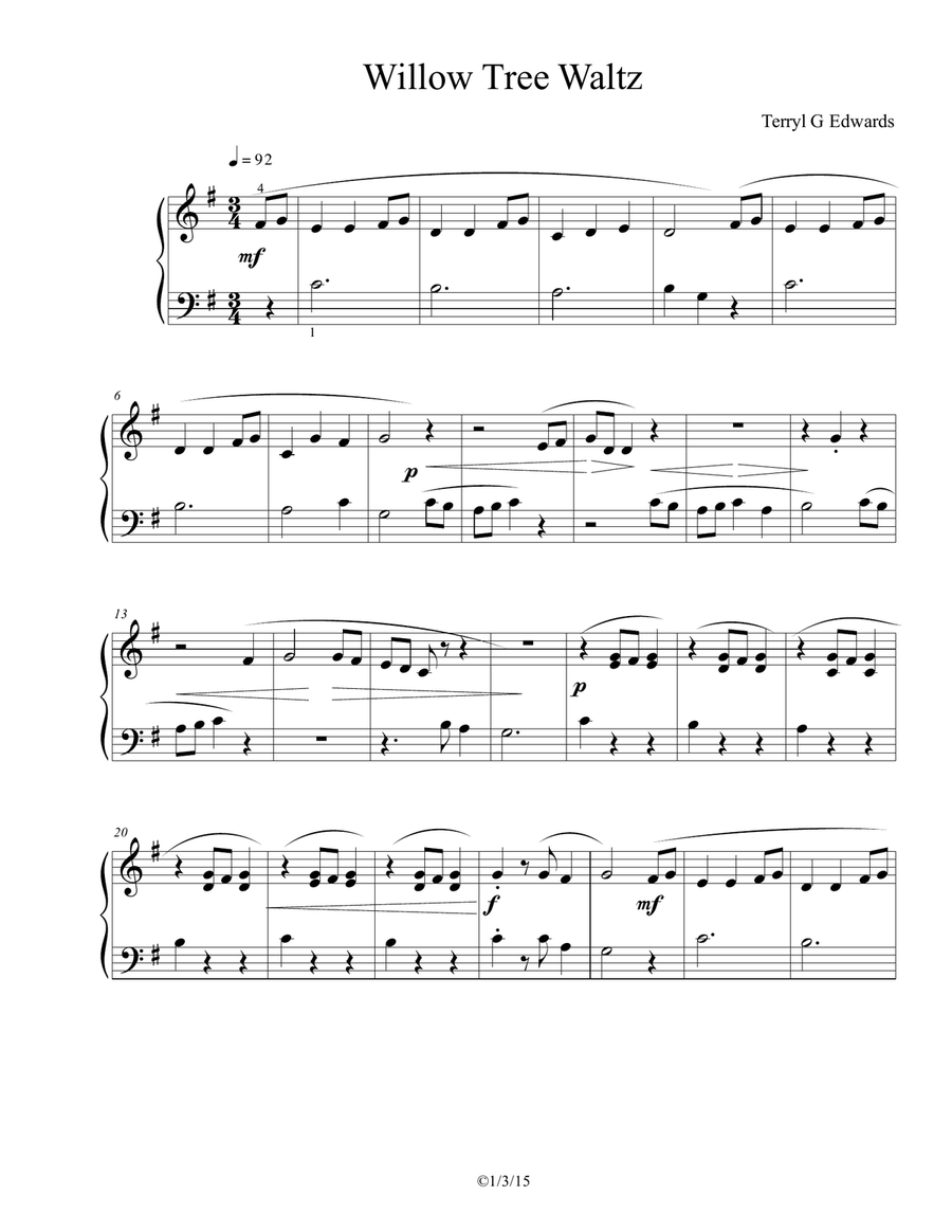 Willow Tree Waltz Piano Method scores gallery preview page 1