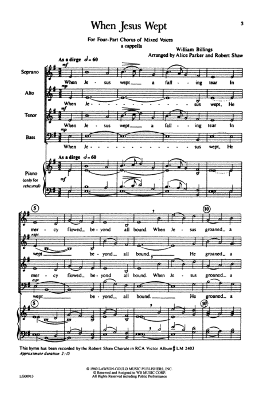 When Jesus Wept Choir scores gallery preview page 1