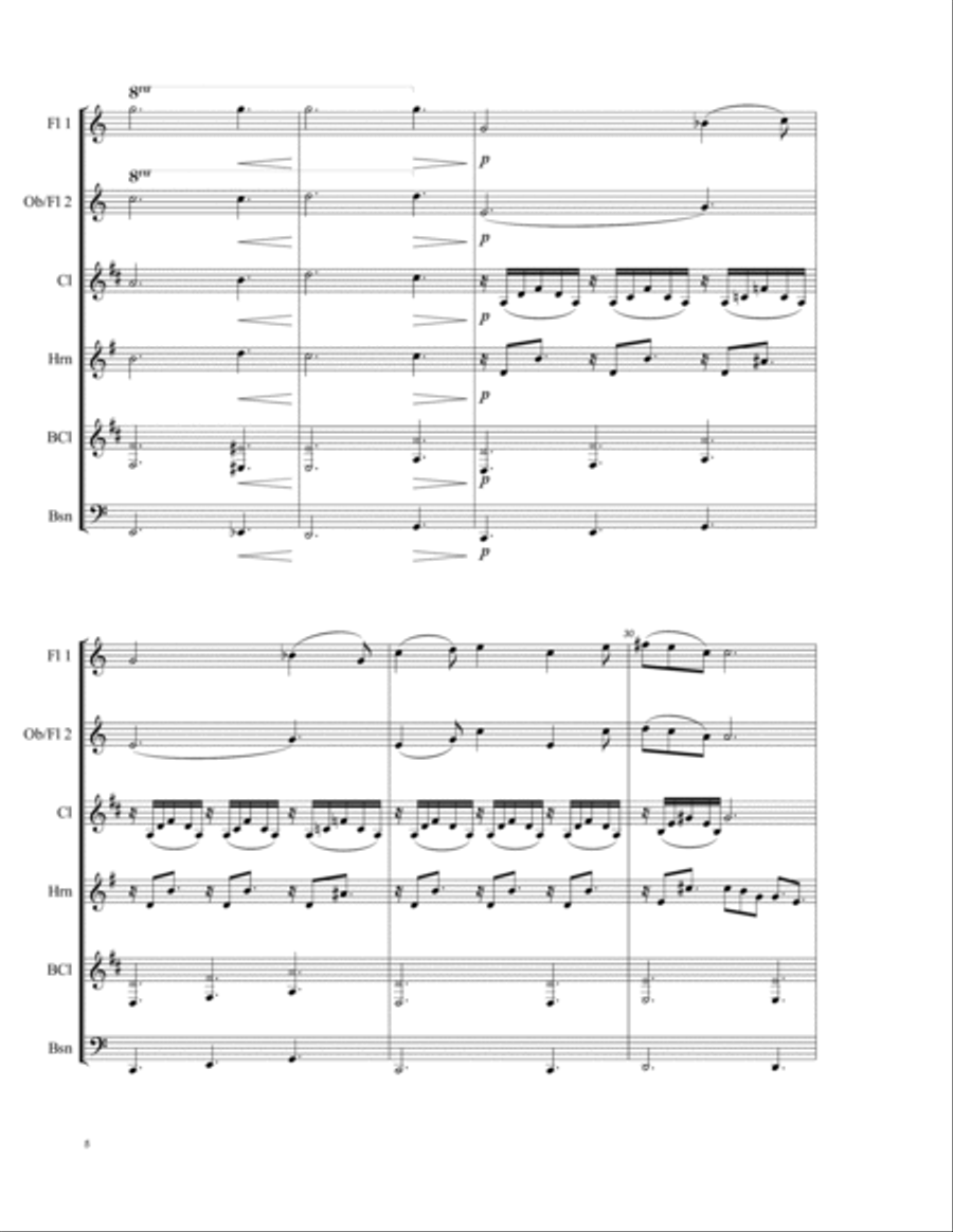 Clair de Lune from Suite Bergamasque Woodwind Quintet scores gallery preview page 6