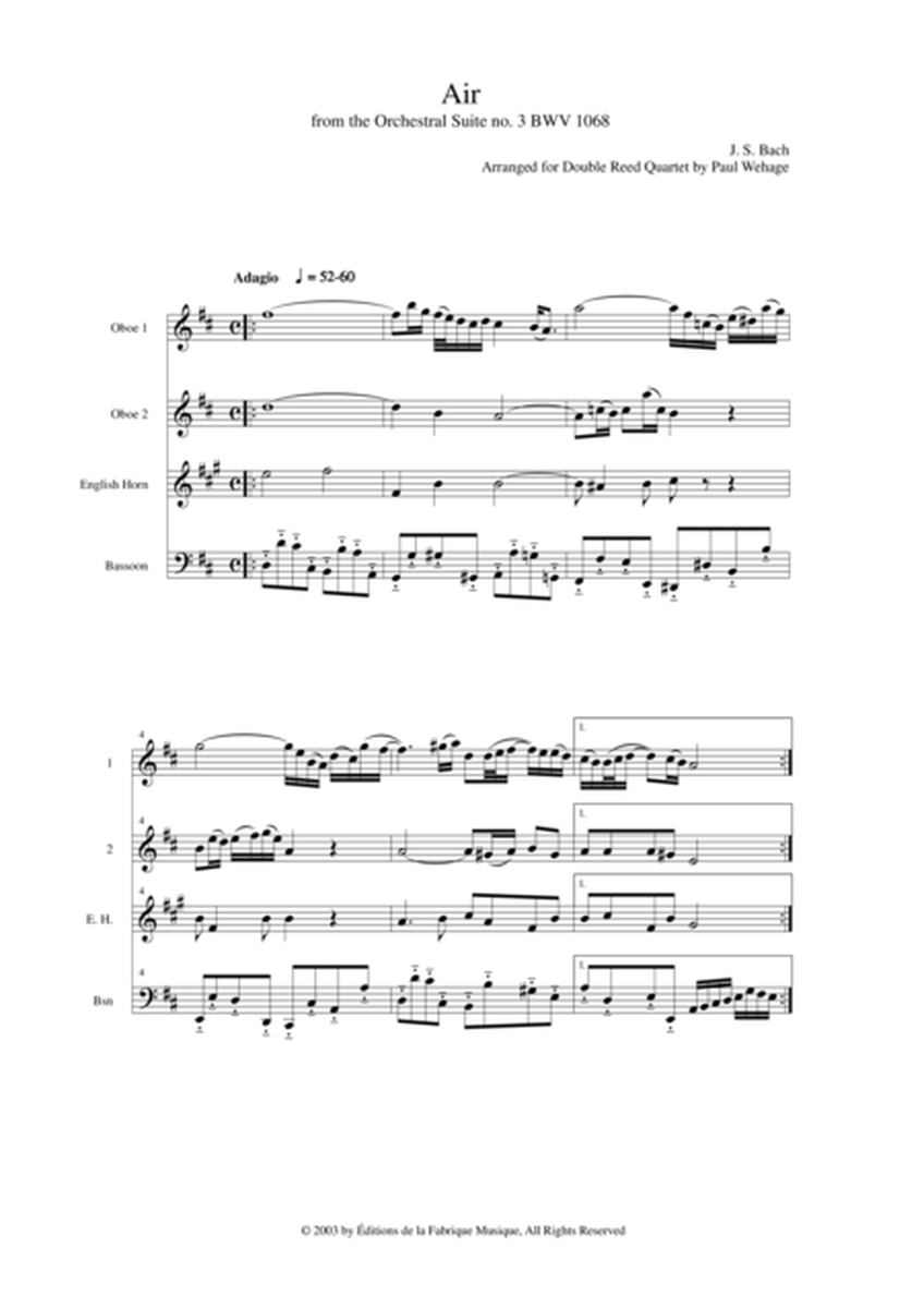 J. S. Bach: Air from the Third Orchestral Suite, arranged for 2 oboes, english horn and bassoon by P