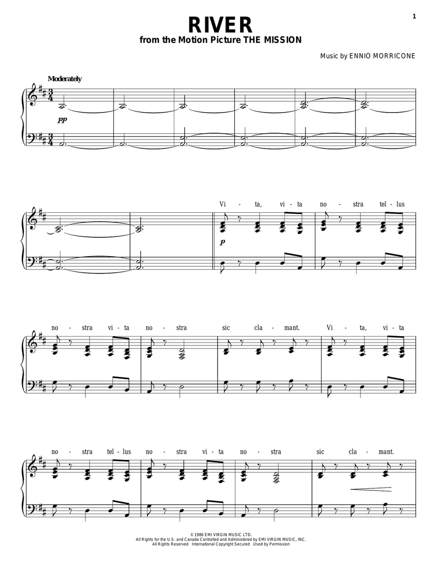 River River Piano, Vocal, Guitar scores gallery preview page 1