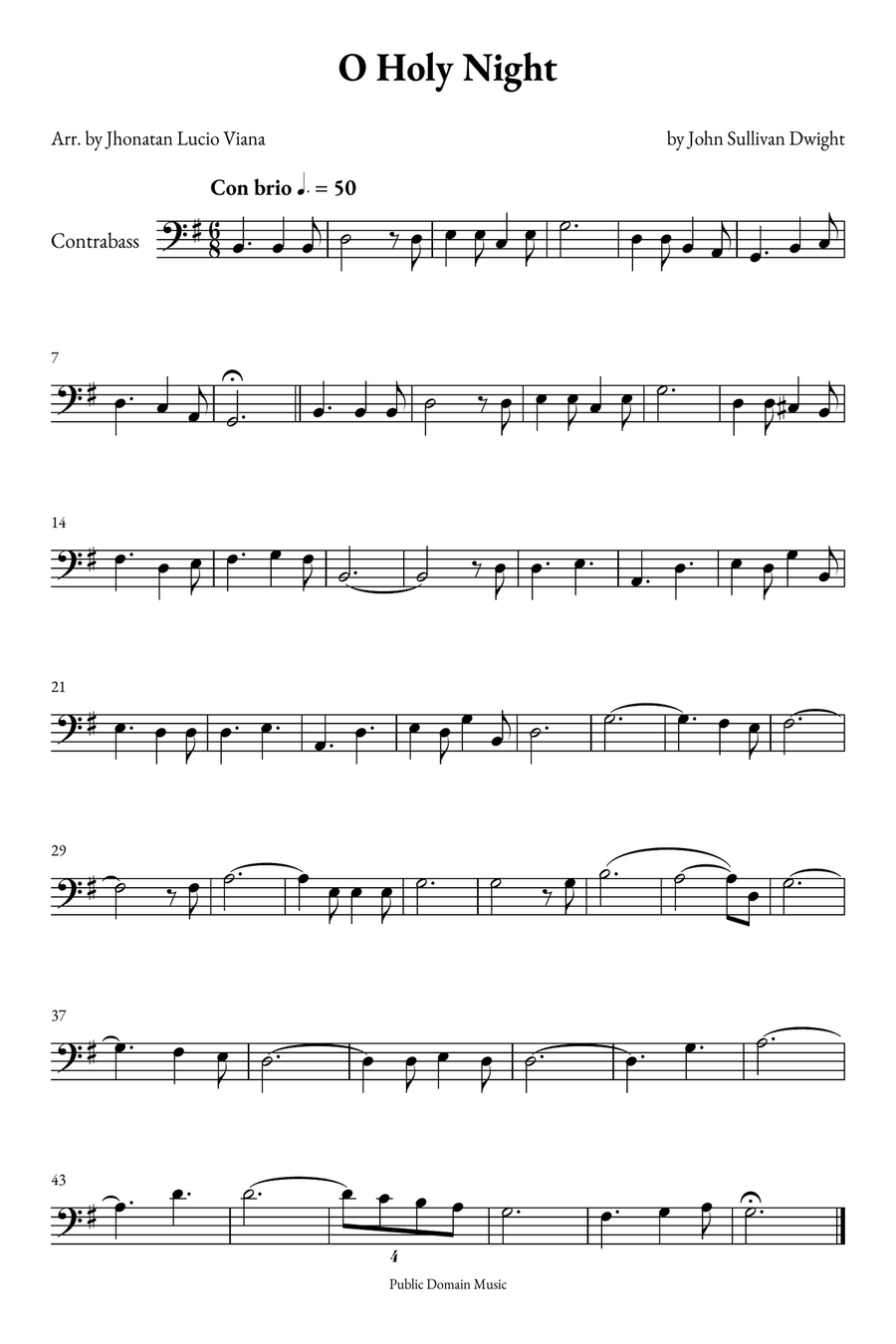 O Holy Night Double Bass scores gallery preview page 1