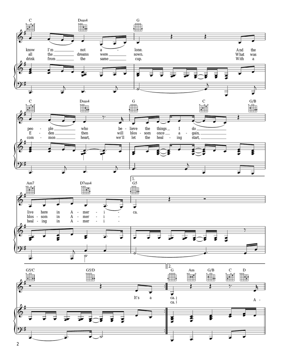 America (1992) America (1992) Piano, Vocal, Guitar scores gallery preview page 2