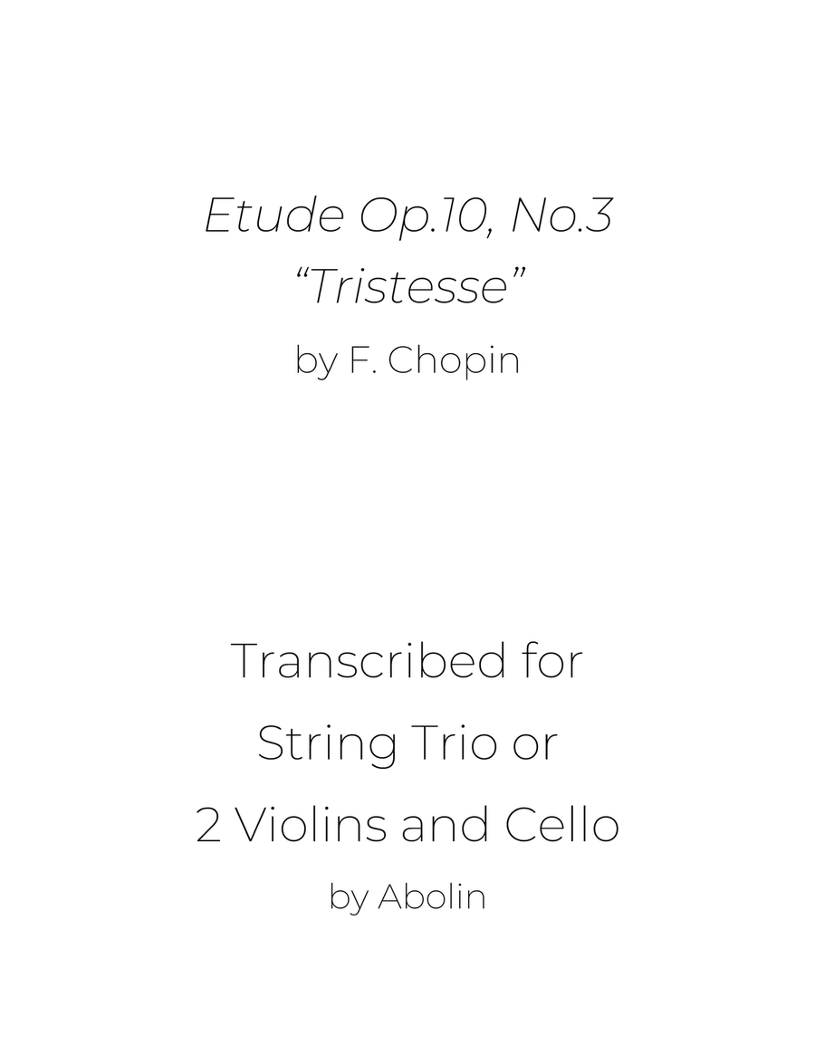 Chopin: Etudes Op.10 No.3 