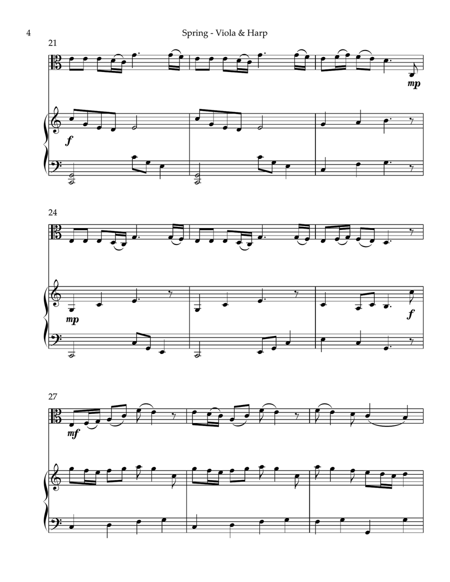 Spring (La Primavera), Duet for Viola & Harp String Duet scores gallery preview page 4