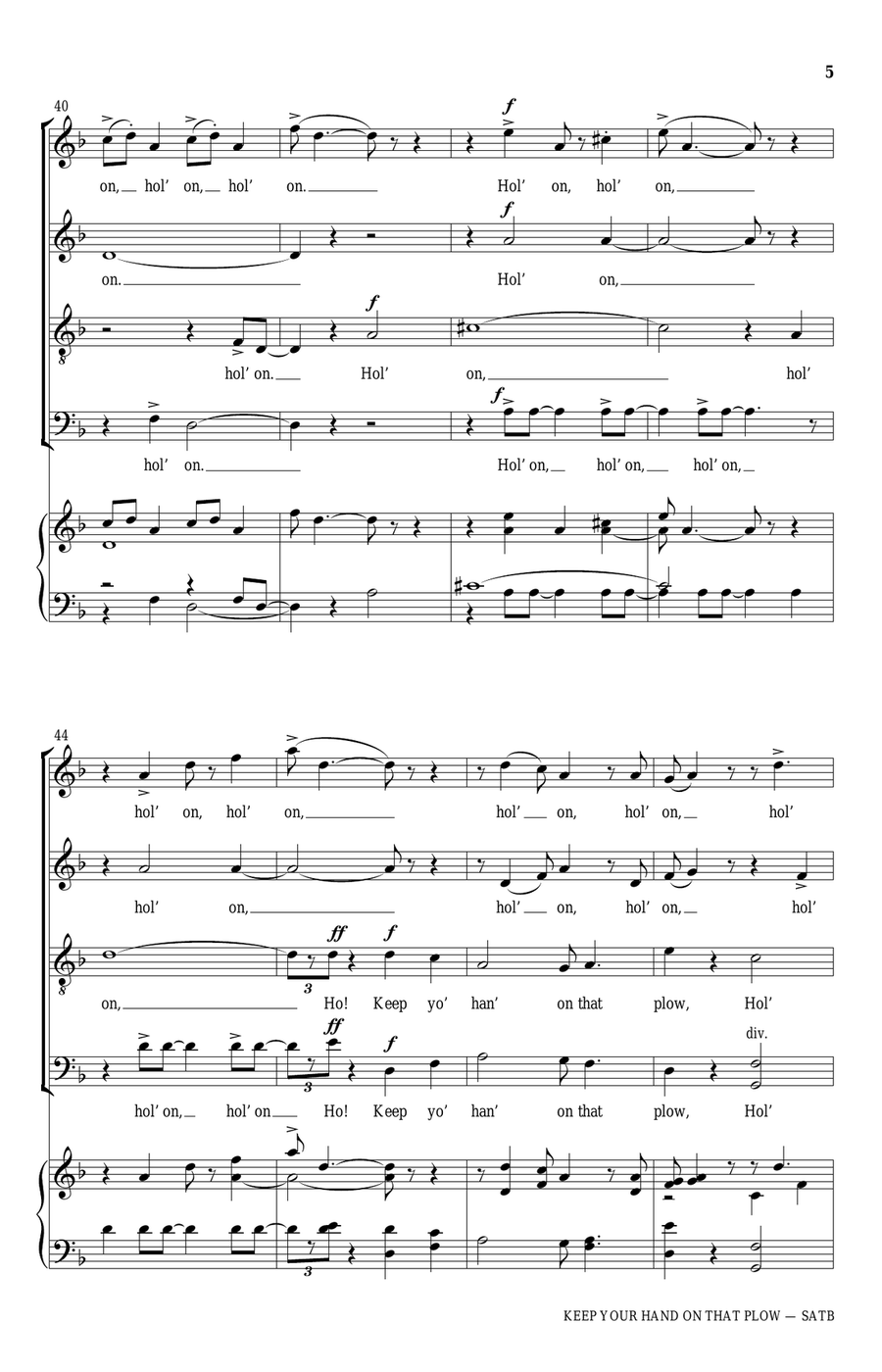 Keep Your Hand On That Plow 4-Part scores gallery preview page 5
