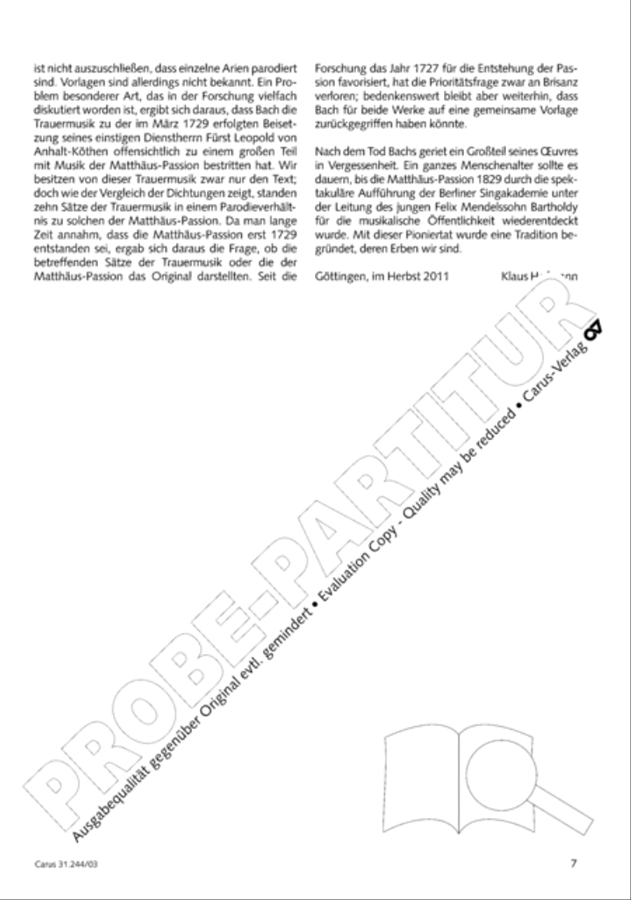 St. Matthew Passion (Matthaus-Passion) 4-Part scores gallery preview page 8
