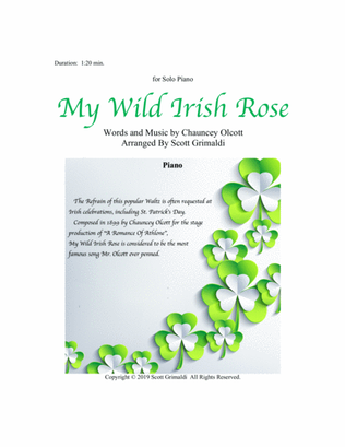 My Wild Irish Rose - for Solo Piano