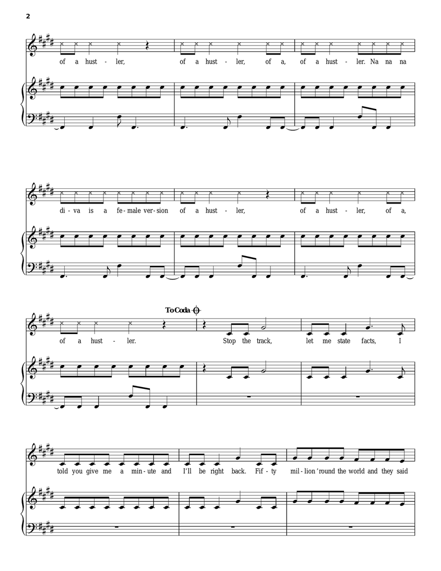 Diva Piano, Vocal, Guitar scores gallery preview page 2