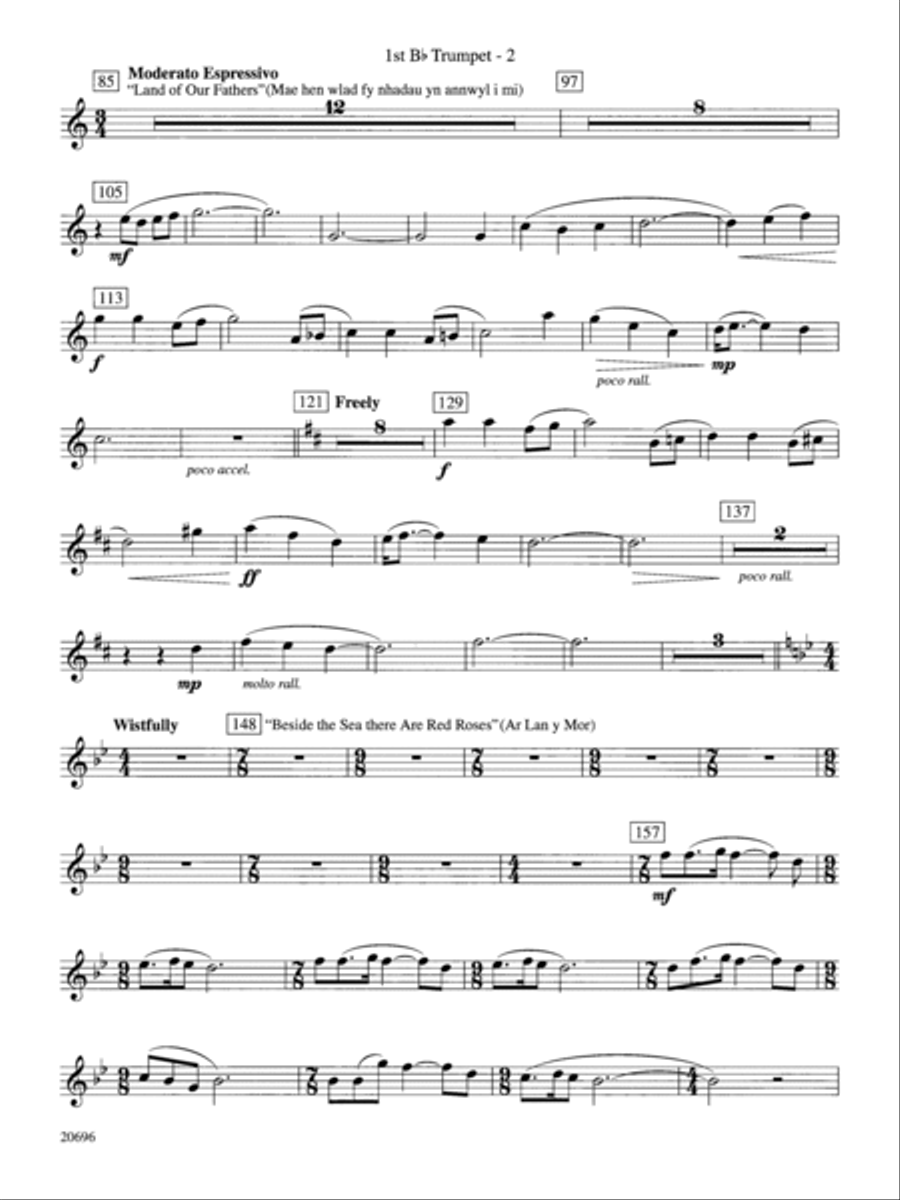 Welsh Ayres & Dances: 1st B-flat Trumpet Concert Band scores gallery preview page 2