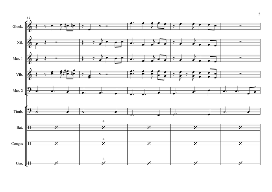 Feliz Navidad Percussion Ensemble scores gallery preview page 5