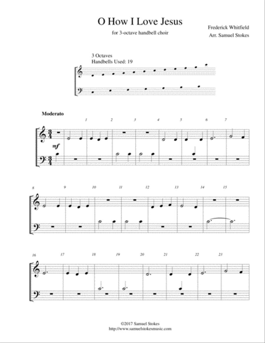 O How I Love Jesus - for 3-octave handbell choir 3-Octaves scores gallery preview page 1