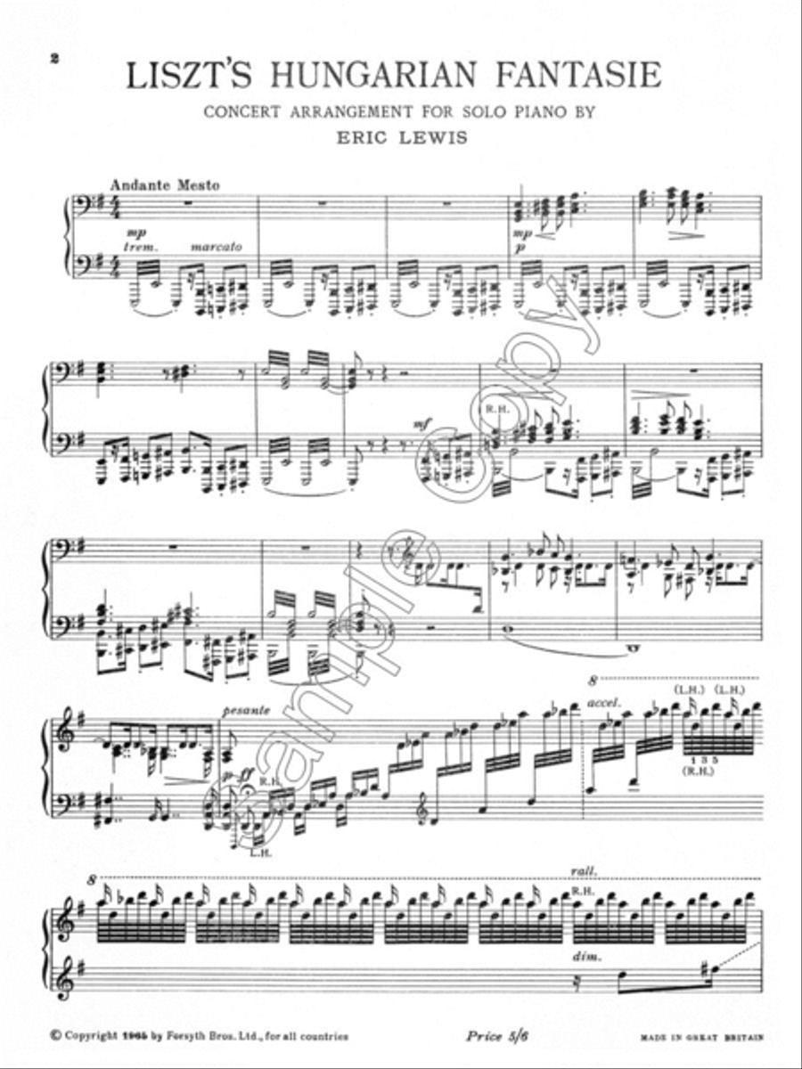 Hungarian Fantasie Hungarian Fantasie Piano Solo scores gallery preview page 2