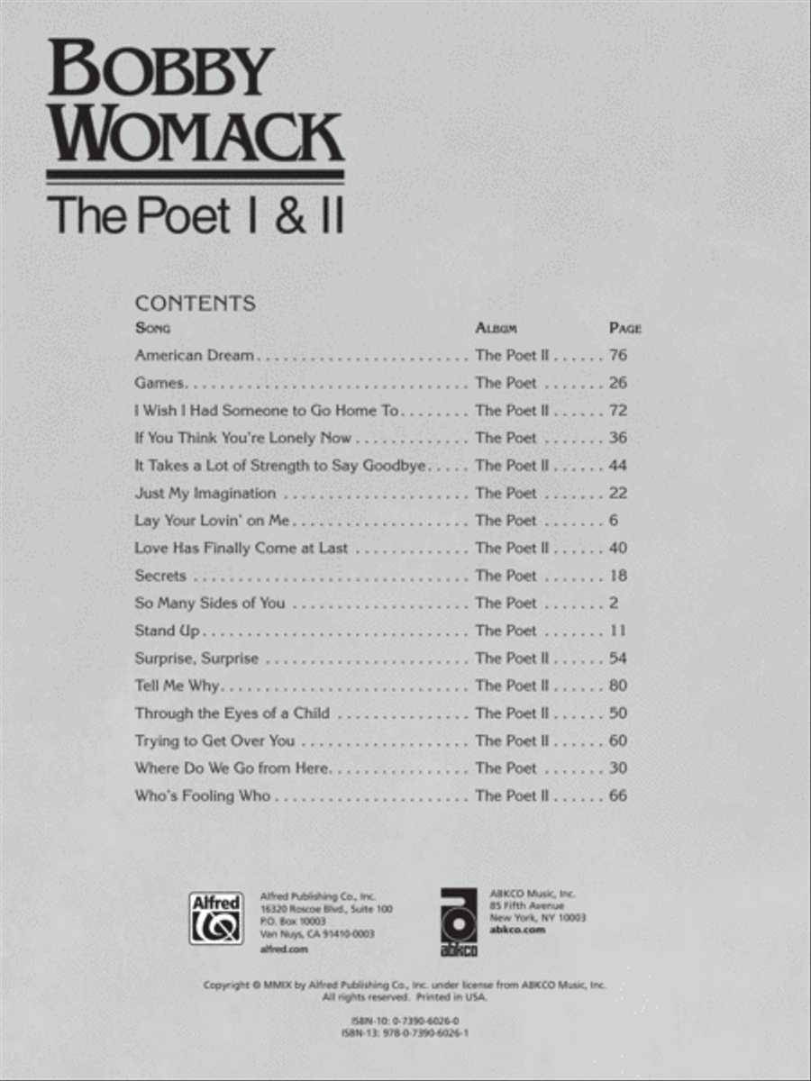 Bobby Womack -- The Poet / The Poet II Piano, Vocal, Guitar scores gallery preview page 2