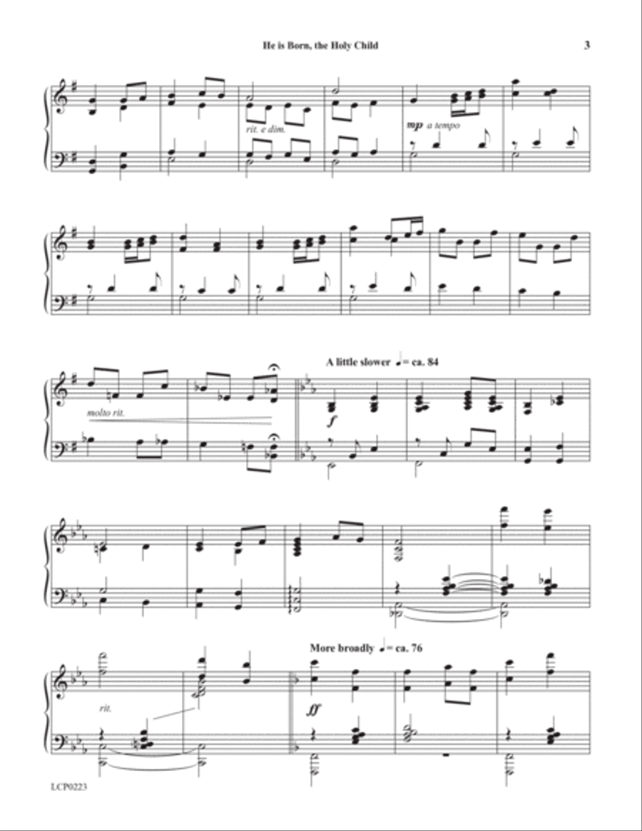 He is Born, the Holy Child Piano Solo scores gallery preview page 3