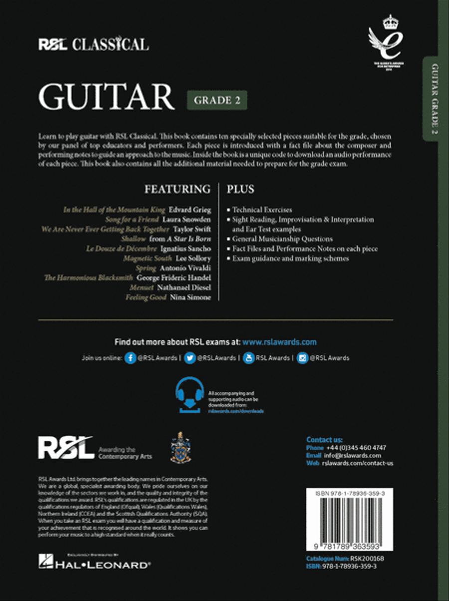 RSL Classical Guitar Grade 2 (2022) Acoustic Guitar scores gallery preview page 2