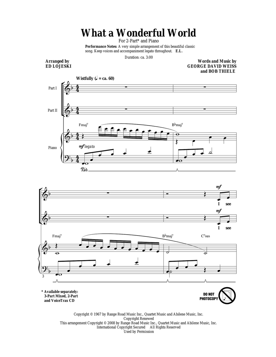 What A Wonderful World 2-Part scores gallery preview page 1