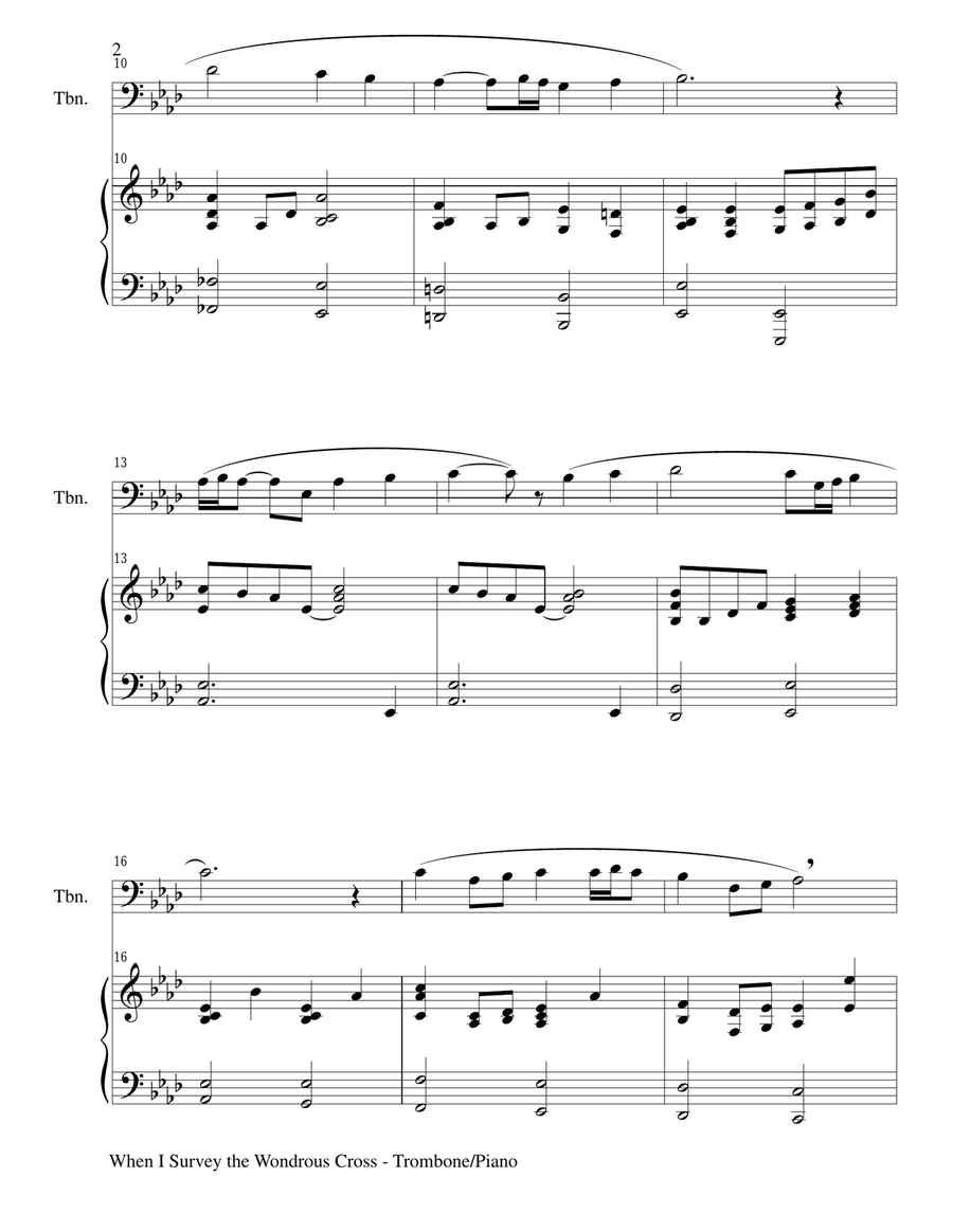 Gary Lanier: 3 HYMNS of THE CROSS (Duets for Trombone & Piano) Trombone Duet scores gallery preview page 4