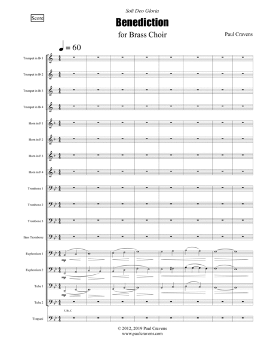Benediction (Brass Choir - Score and Parts) Brass Ensemble scores gallery preview page 3