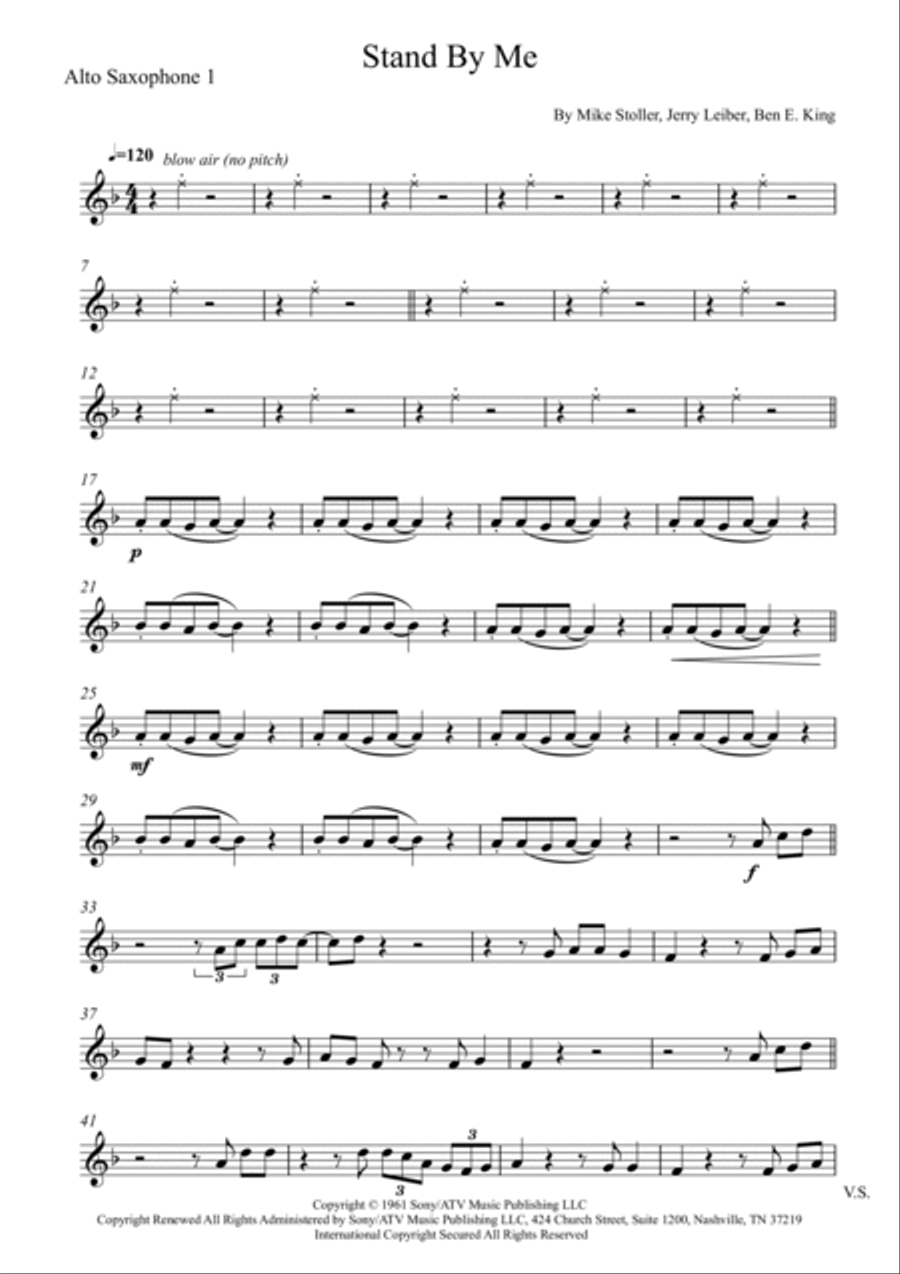 Stand By Me Saxophone Quintet scores gallery preview page 6