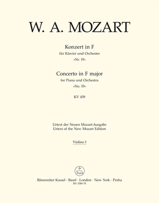 Book cover for Concerto for Piano and Orchestra, No. 19 F major, KV 459